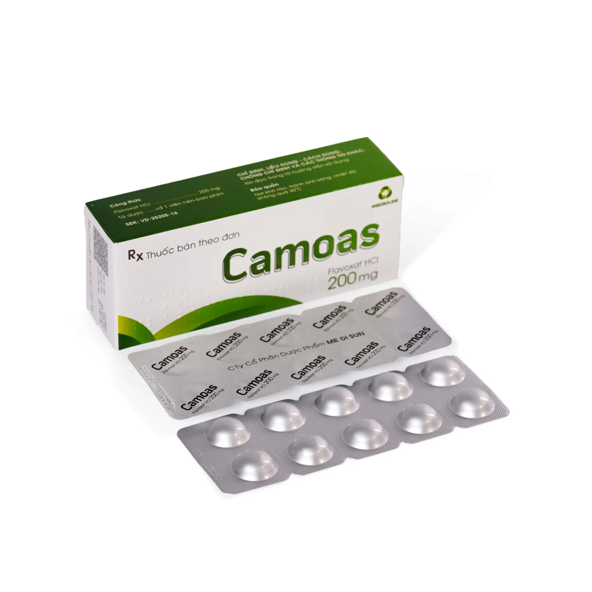 Camoas 200mg giảm triệu chứng tiểu khó, tiểu gấp, tiểu đêm (3 vỉ x 10 viên)