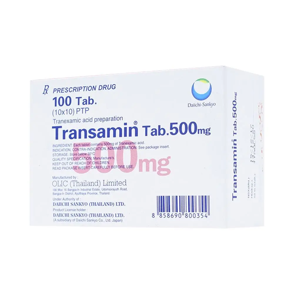 Transamin Tab.500mg Daiichi điều trị bệnh bạch huyết, thiếu máu không tái tạo